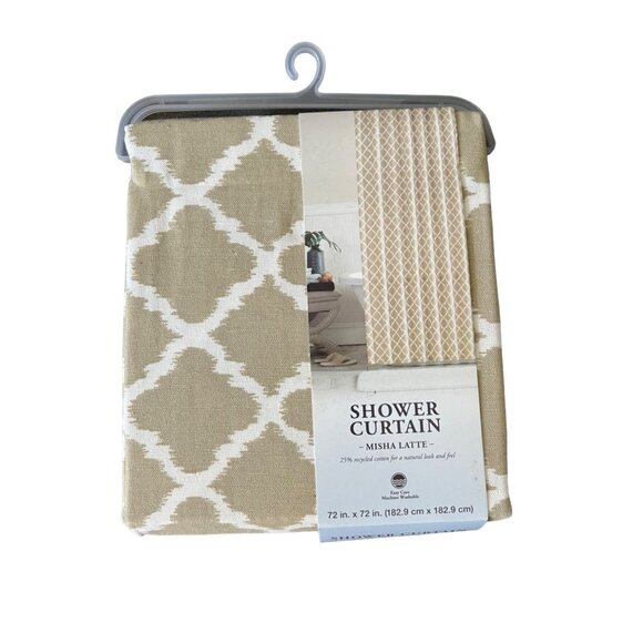 Misha Latte Diamond Pattern Shower Curtain - Picture 1 of 2